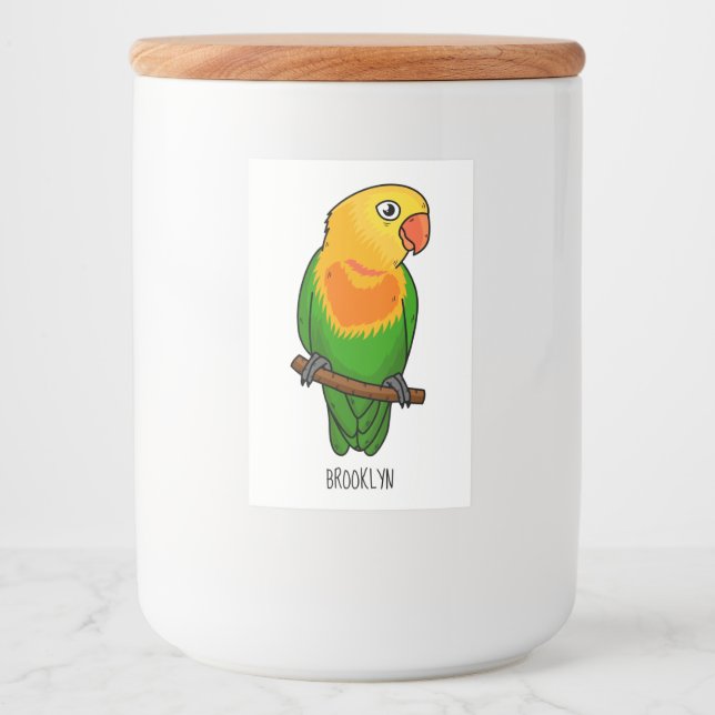 Rótulo Para Comida Papagaio de desenho animado de passarinho fofo (Frente)