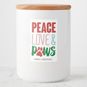 Rótulo Para Comida Papais noeis de Canis de Natal Cães Paz Amor e Pa