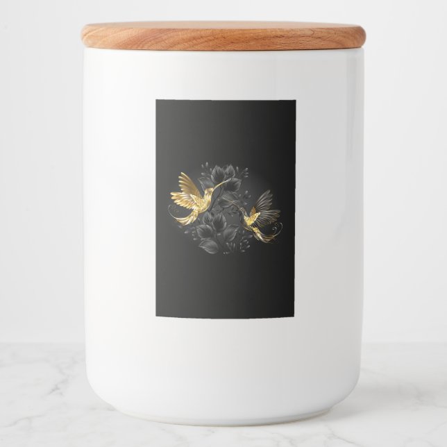 Rótulo Para Comida Pássaro Humino Negro e Dourado (Frente)