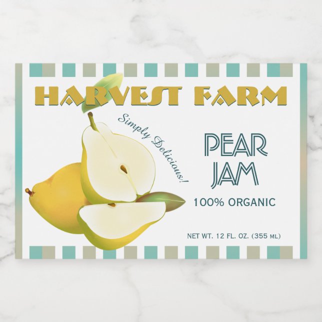 Rótulo Para Comida Peras de latas tropicais de Fruta (Rótulo Único)