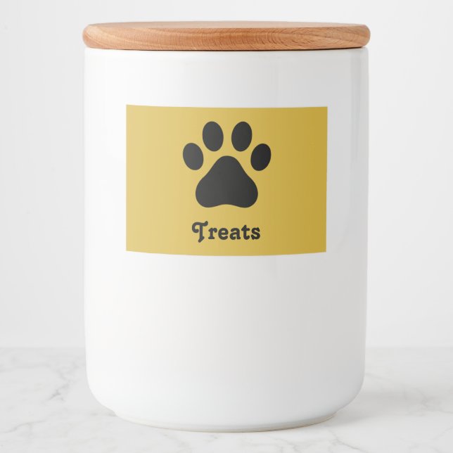 Rótulo Para Comida Personalized Paw Print Treats Container Label (Frente)