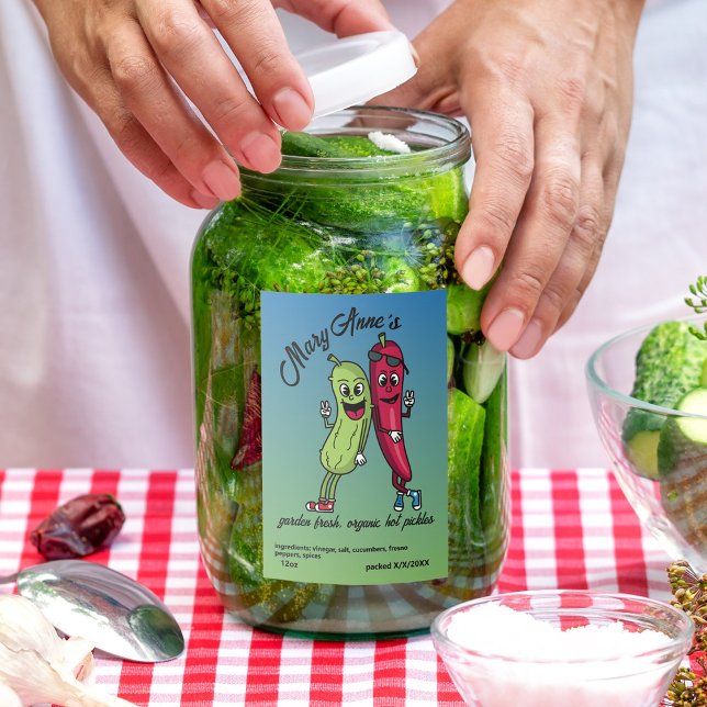 Rótulo Para Comida Picles e Pepper Pals Cartoons Engraçados (Criador carregado)