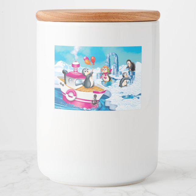 Rótulo Para Comida pinguins na Antártica (Frente)