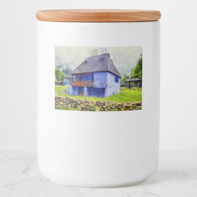 Rótulo Para Comida Pintura da casa azul (Frente)