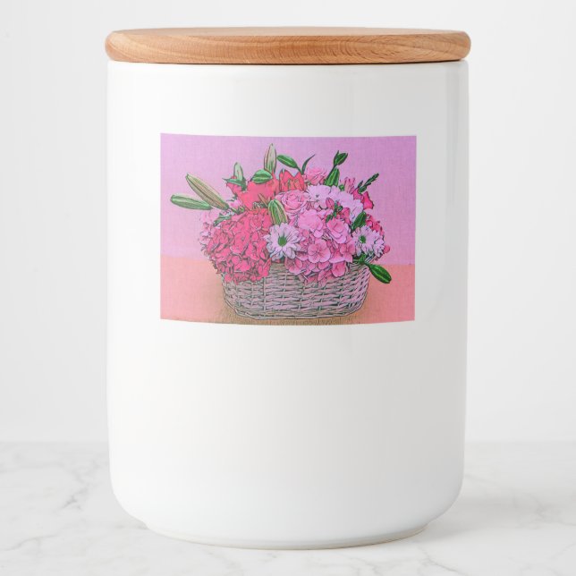 Rótulo Para Comida Pintura na cesta das flores (Frente)