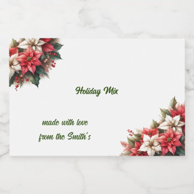 Rótulo Para Comida Plantas de Poinsettia Mix de Feriado (Rótulo Único)