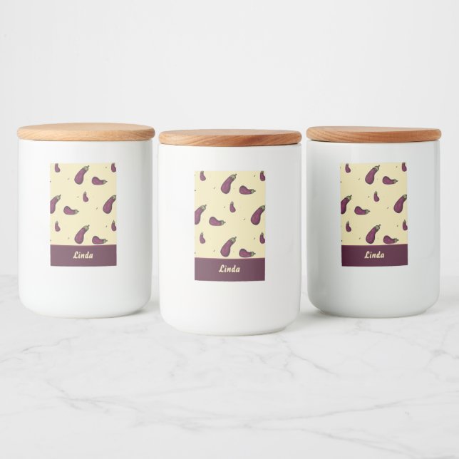 Rótulo Para Comida Plantas roxas de berço amarelas (Garrafas)