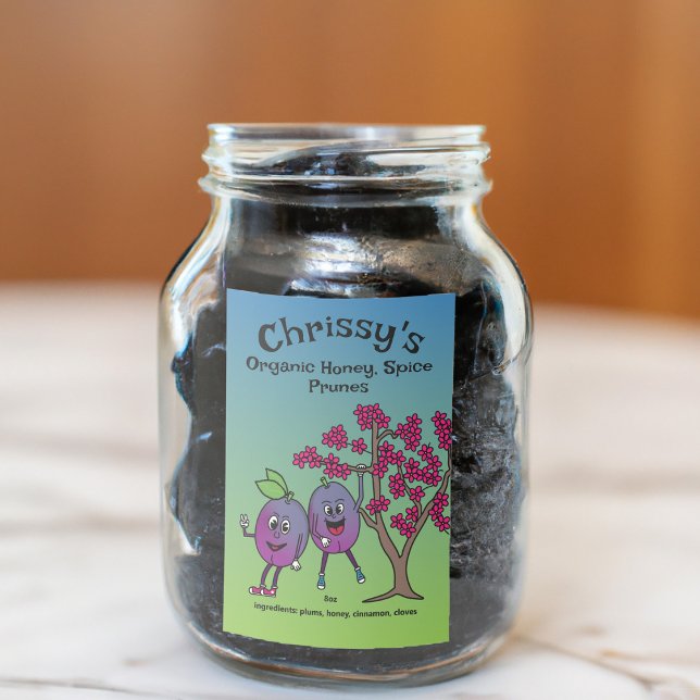 Rótulo Para Comida Plum Pals Engraçado Cartografia Prune Preserva e m (Criador carregado)