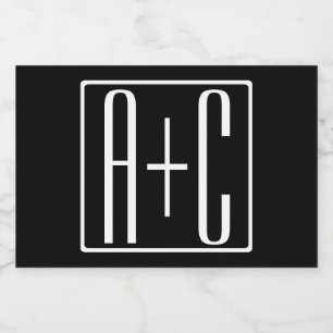 Rótulo Para Comida Preto & Branco   Iniciais de Casais