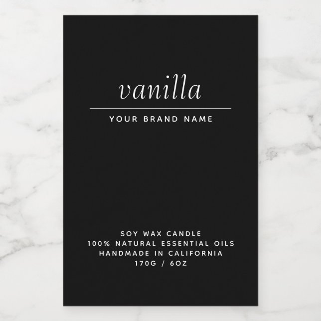 Rótulo Para Comida Produto de velas para embalagem negra moderna (Rótulo Único)