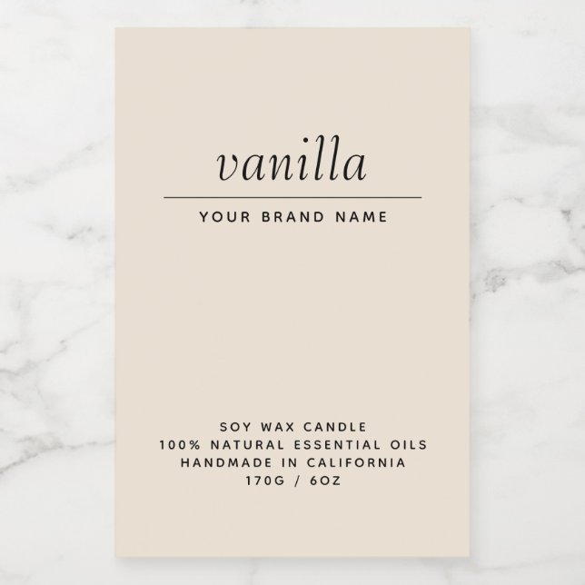 Rótulo Para Comida Produto de velas para embalagens de bege moderno (Rótulo Único)