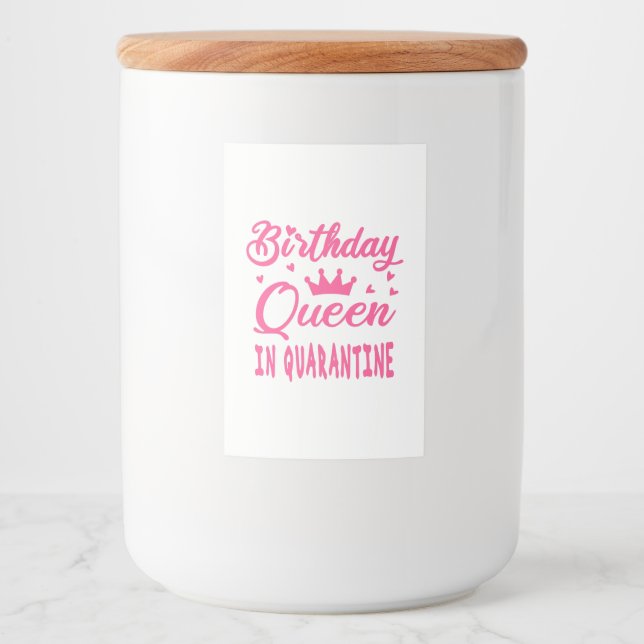 Rótulo Para Comida Rainha de aniversário em quarentena (Frente)