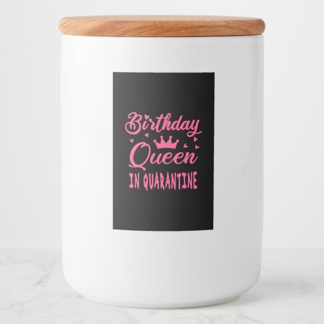 Rótulo Para Comida Rainha de aniversário em quarentena (Frente)
