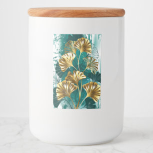 Rótulo Para Comida Ramificação com Ouro deixa Ginko Biloba