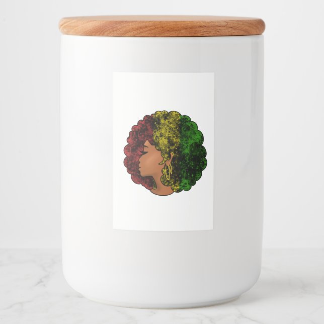 Rótulo Para Comida Rasta negra mulher a verde-vermelha (Frente)