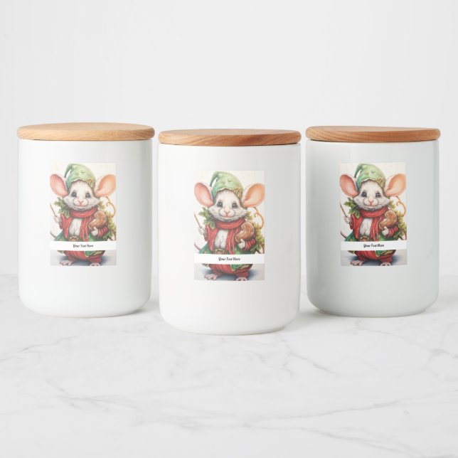 Rótulo Para Comida Rato de Natal 46 Seu Texto Aqui (Garrafas)