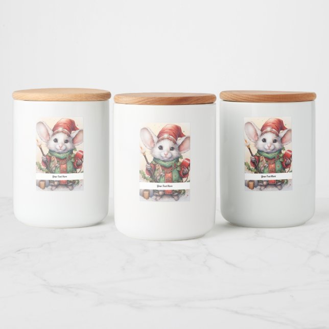 Rótulo Para Comida Rato de Natal 49 Seu Texto Aqui (Garrafas)