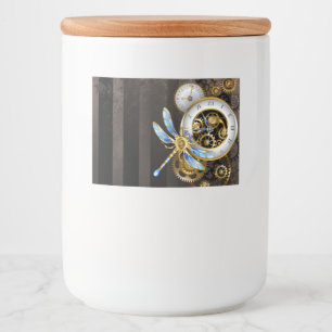 Rótulo Para Comida Relógio Steampunk com Dragonfly Mecânica