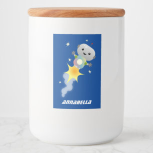 Rótulo Para Comida Robô bonito voando em ilustração de desenho ani