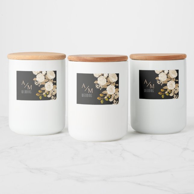 Rótulo Para Comida Rosa de Elegante preto (Garrafas)