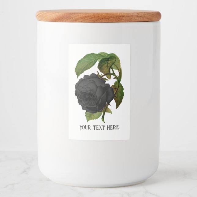 Rótulo Para Comida Rosas Pretos Góticos Vintage Personalizados (Frente)