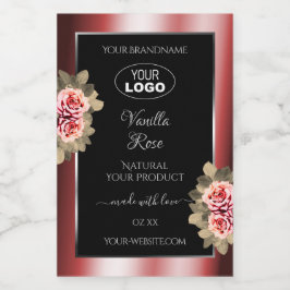 Rótulo Para Comida Rosas Shimmering Red Black Product Labels Logo