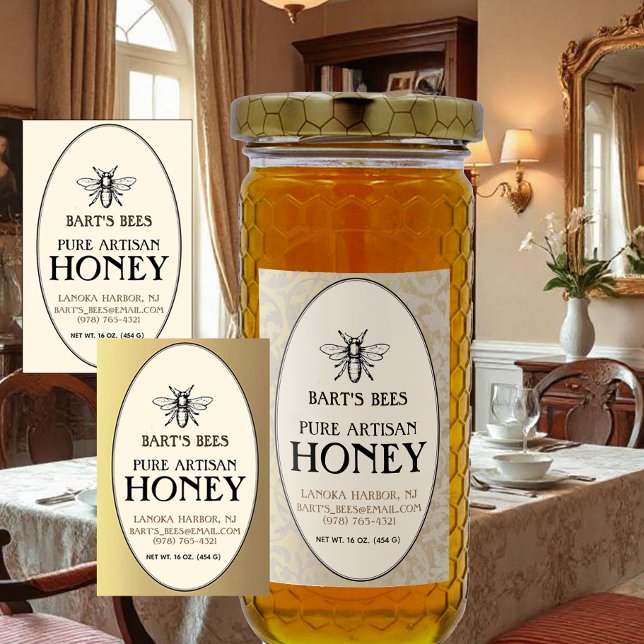 Rótulo Para Comida Rótulo da Comida do Retângulo de Abelhas Heráldico (Criador carregado)