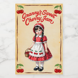 Rótulo Para Comida Rótulo de comida vintage de Geleia de Cereja Doce