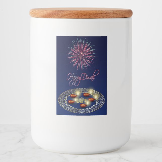 Rótulo Para Comida Rótulo do Contentor de Comida de Rangoli Happy Diw (Frente)