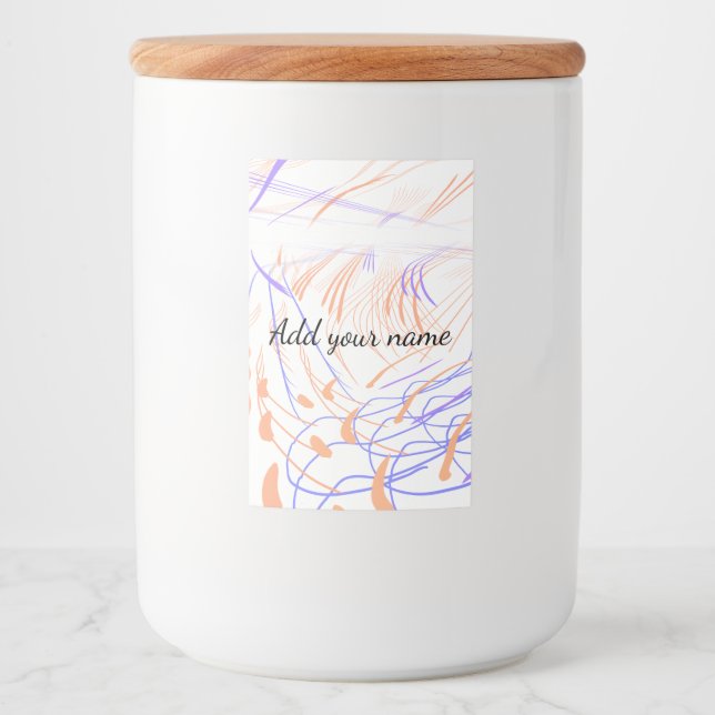 Rótulo Para Comida Roxo laranja aquarela abstrato adicionar nome text (Frente)
