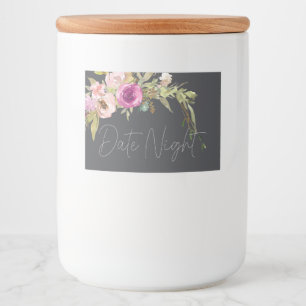Rótulo Para Comida Roxo Púrpura Floral Elegante Jar para Noite de Enc