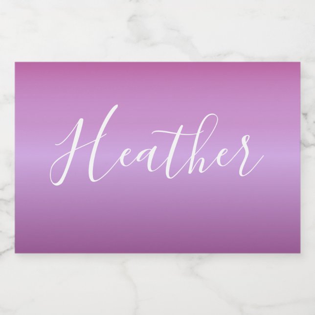 Rótulo Para Comida Roxo Violeta & Script Branco Personalizado (Rótulo Único)