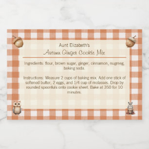 Rótulo Para Comida Rustic Owns Acorns Autumn Ginger Cooke Mix