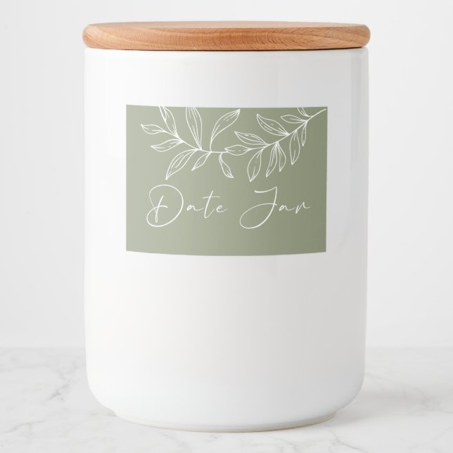 Rótulo Para Comida Sage Green Boho Flowers Date Jar Noite (Frente)