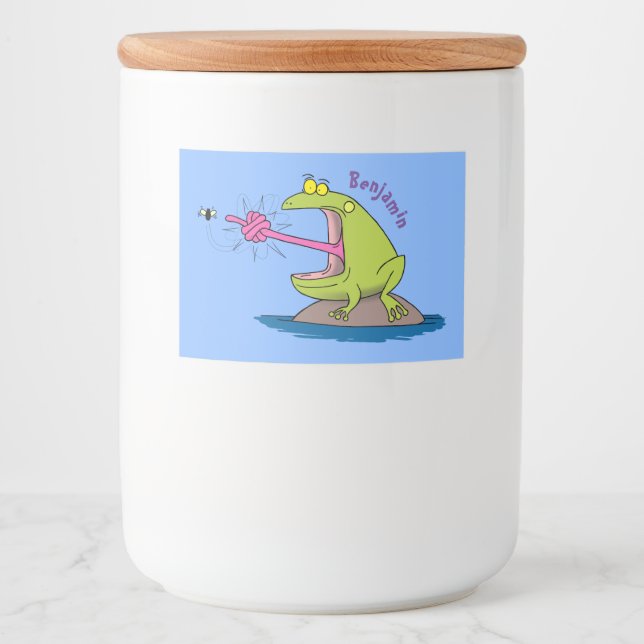 Rótulo Para Comida Sapo engraçado e desenho animado (Frente)