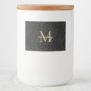 Rótulo Para Comida Script Dourado Botânico Preto do Nome de Pet Perso