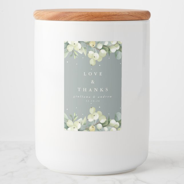 Rótulo Para Comida Seafoam Green Snowberry+Eucalyptus Casamento no in (Frente)