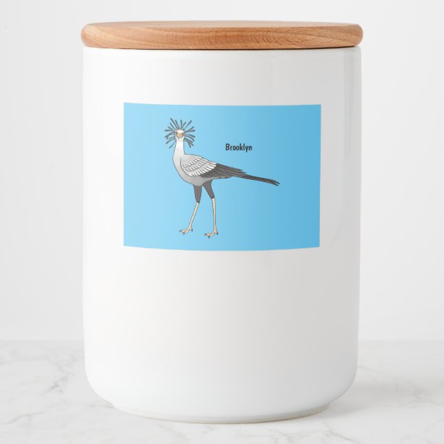 Rótulo Para Comida Secretary bird cartoon illustration (Frente)
