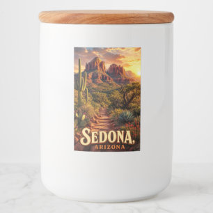 Rótulo Para Comida Sedona Arizona Pôr do Sol Rocha Vermelha Deserto V