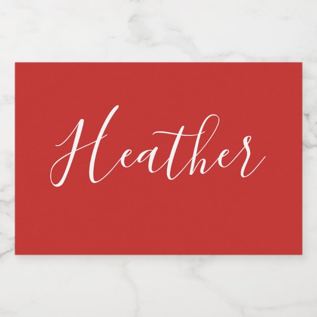 Rótulo Para Comida Seu Script Branco Personalizado em Vermelho (Rótulo Único)