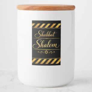 Rótulo Para Comida Shabbat Shalom Judaico Judaísmo Luxo Dourado Preto