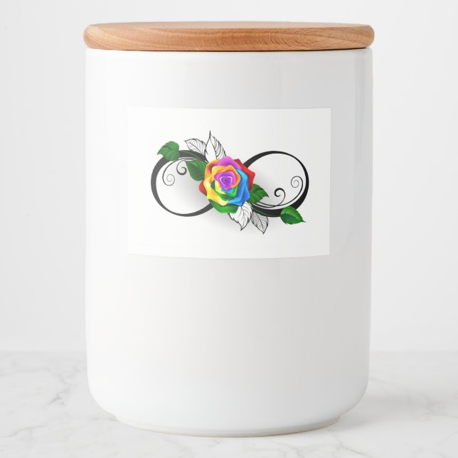 Rótulo Para Comida Símbolo Infinito com Rosa do Arco-Íris (Frente)