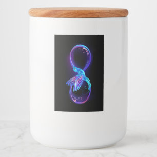 Rótulo Para Comida Símbolo Neon Infinity com Hummingbird brilhante