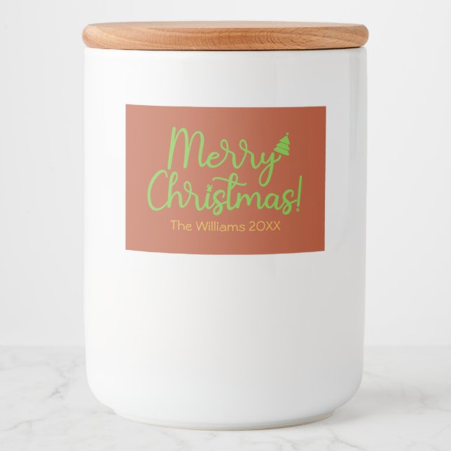 Rótulo Para Comida Simples Natal Vermelho-Acastanhado (Frente)