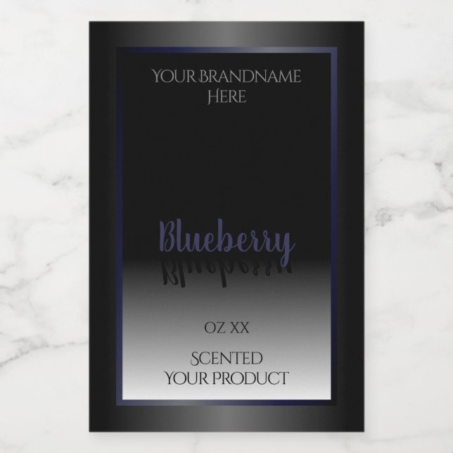 Rótulo Para Comida Stylish Black and White Product Labels Blue Frame (Rótulo Único)