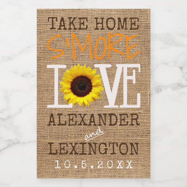 Rótulo Para Comida Sunflower Burlap Call Leve Para Casa S More Love W (Rótulo Único)