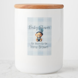 Rótulo Para Comida Teddy Bear Jean Chá de fraldas Blue
