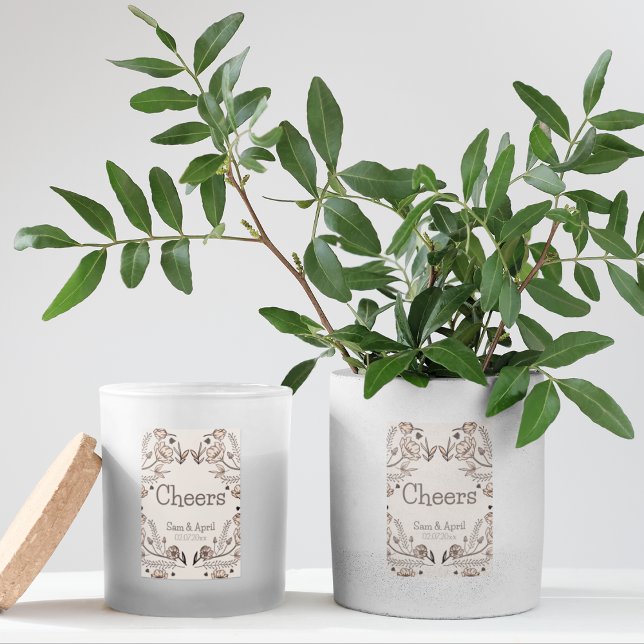 Rótulo Para Comida Tema de Casamento Floral Brown (Stickers to stick on your return gifts or stationery )