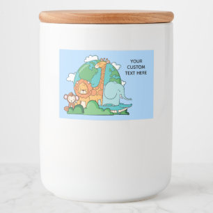 Rótulo Para Comida Terra de Texto Personalizado com Animais