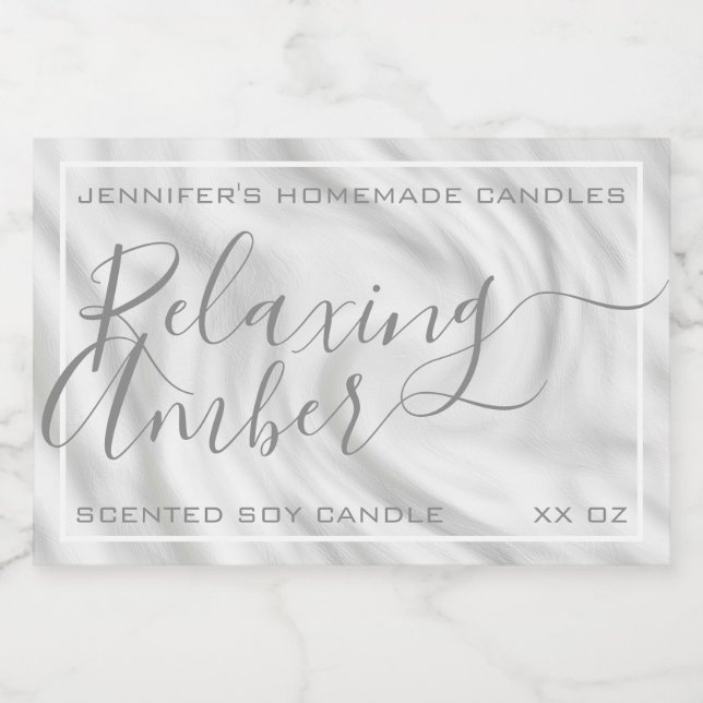 Rótulo Para Comida Texto da Caligrafia da Cinza Satin Silver (Rótulo Único)